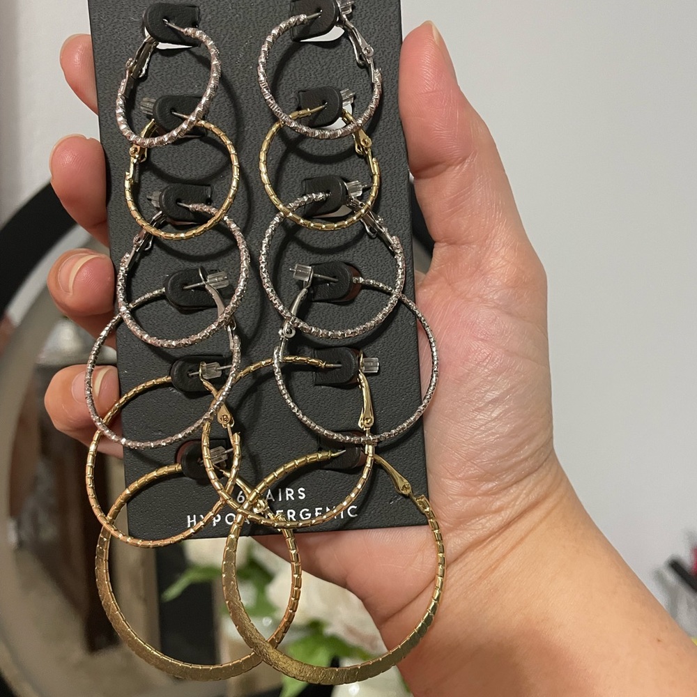 Brand New 6 Pairs of Hypoallergenic Loop Earrings!!